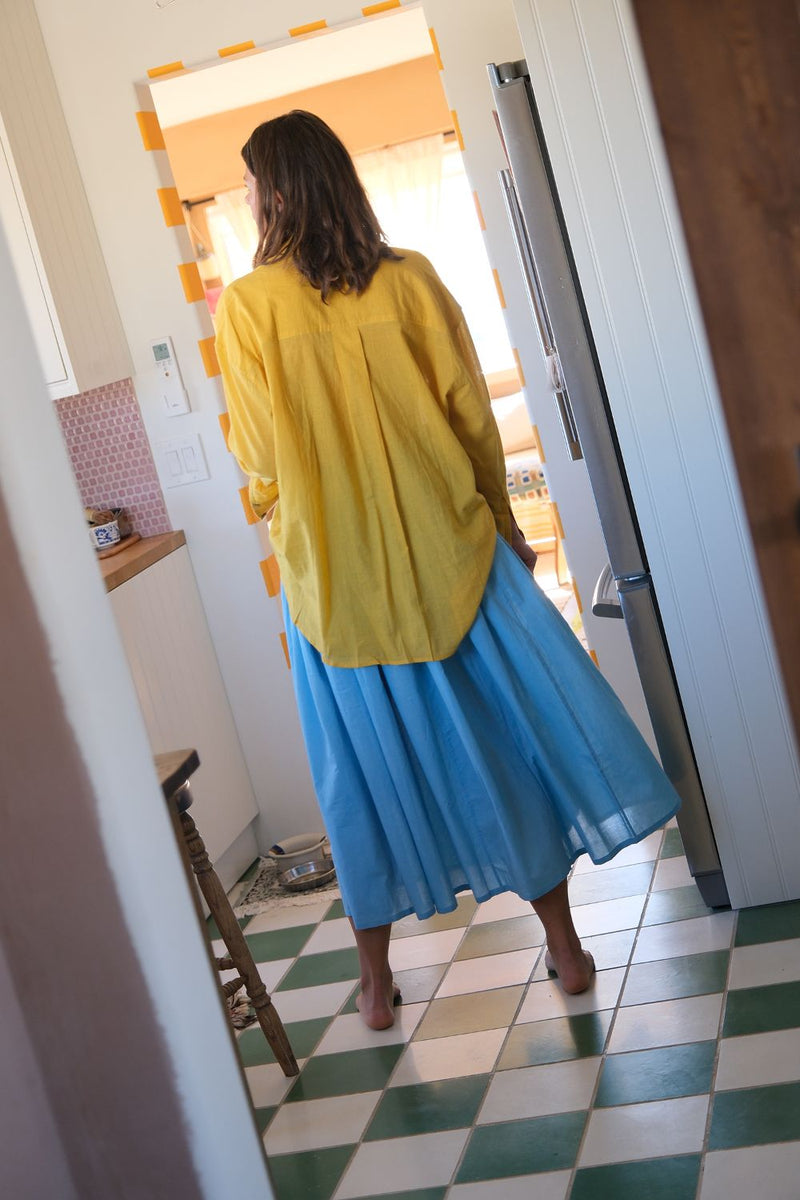 Yellow Button-Down Shirt fine muslin cotton top/shirt by World of Crow in yellow for women Worldwide