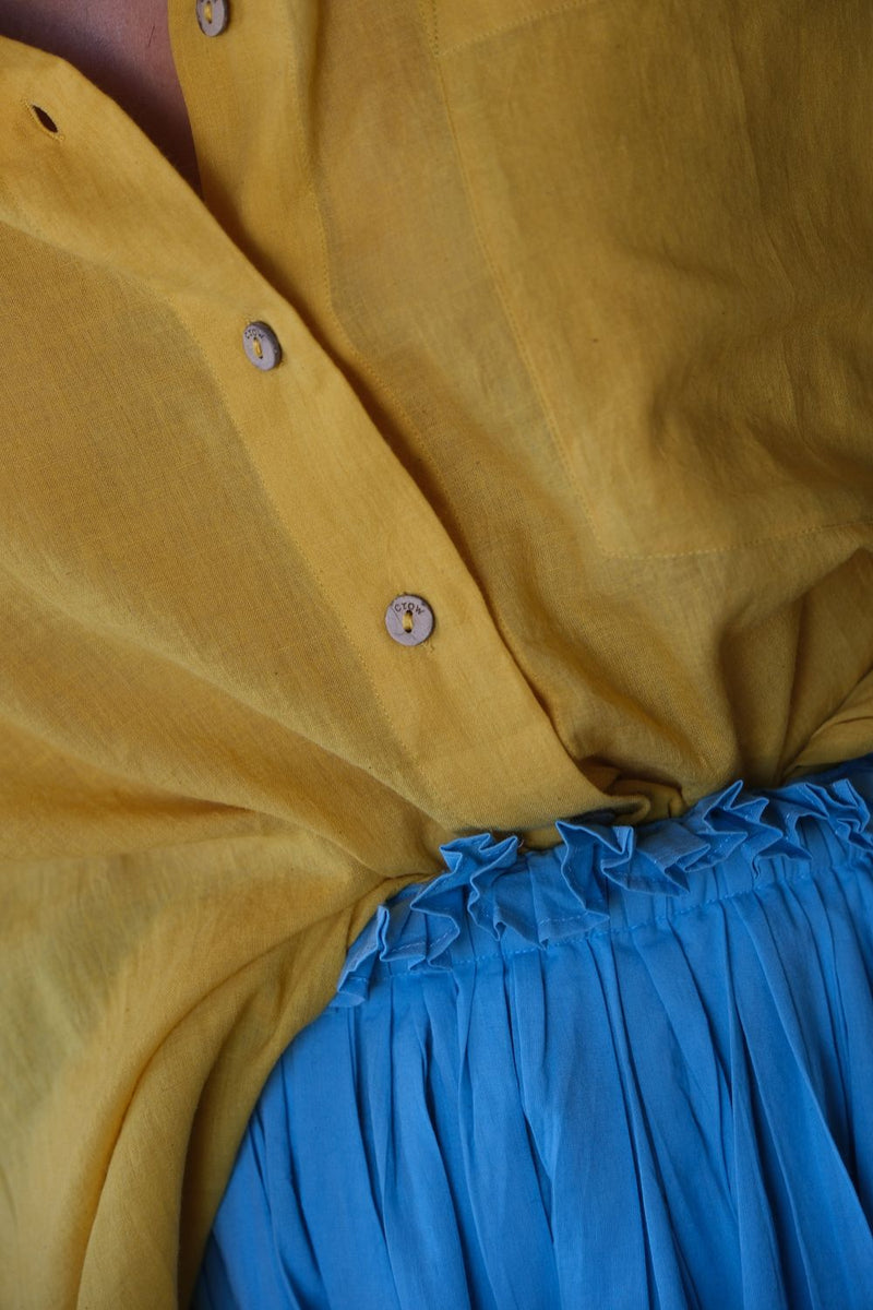 Yellow Button-Down Shirt fine muslin cotton top/shirt by World of Crow in yellow for women Worldwide