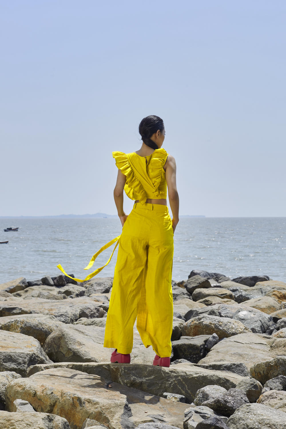 Yellow High-Waisted Trouser