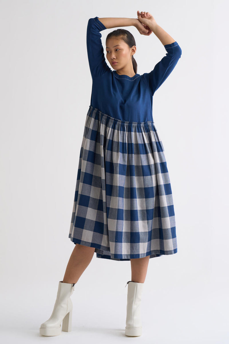 Yoke Dress Co-ord - Navy Dress,Co-ord Set by THREE for women Worldwide