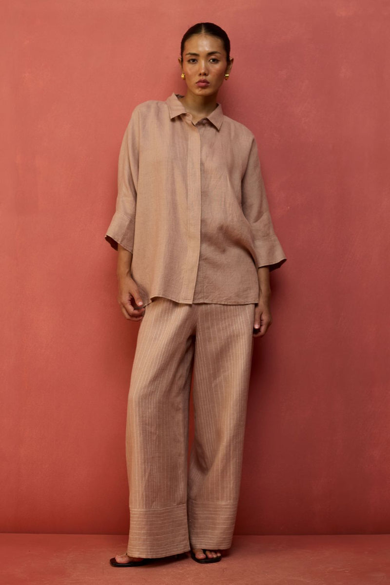 Yoko Forever Linen Shirt - Dusty Rose by Manan for Worldwide