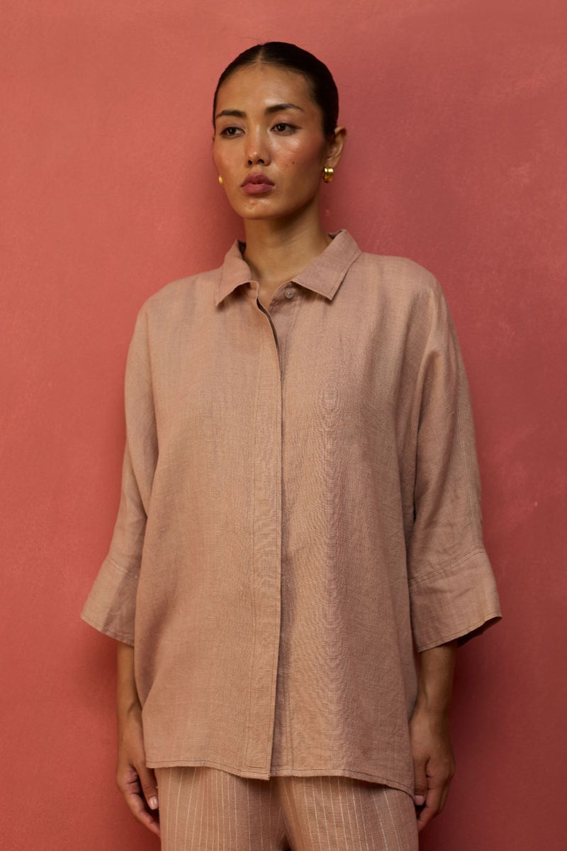 Yoko Forever Linen Co-ord Set - Dusty Rose by Manan for Worldwide