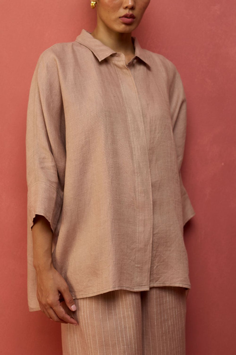 Yoko Forever Linen Co-ord Set - Dusty Rose by Manan for Worldwide