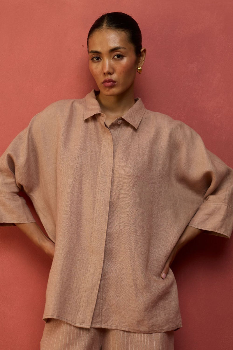 Yoko Forever Linen Shirt - Dusty Rose by Manan for Worldwide