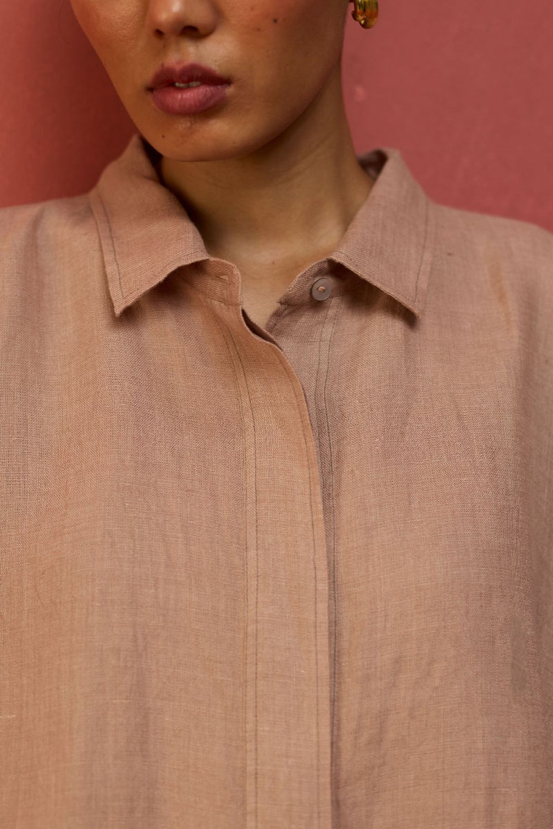Yoko Forever Linen Shirt - Dusty Rose by Manan for Worldwide