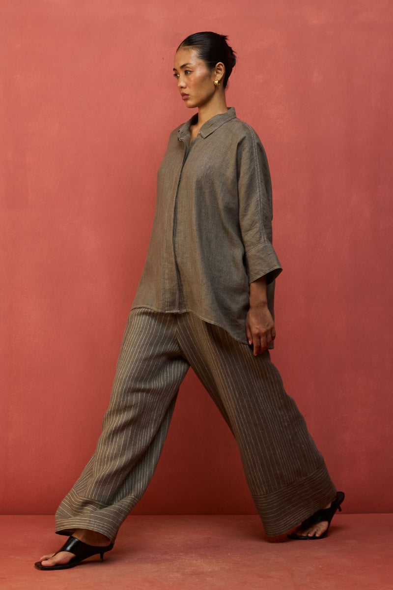 Yoko Forever Linen Shirt - Grey by Manan for Worldwide