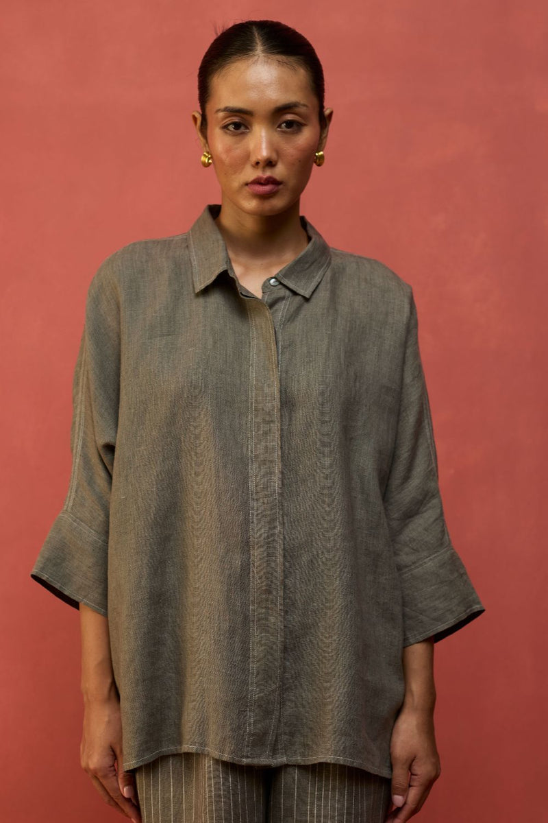 Yoko Forever Linen Co-ord Set - Grey by Manan for Worldwide