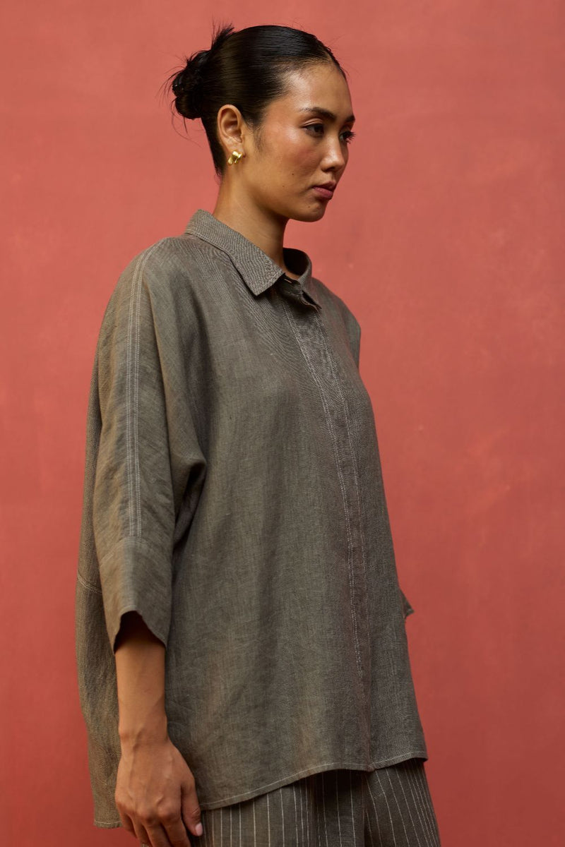 Yoko Forever Linen Co-ord Set - Grey by Manan for Worldwide