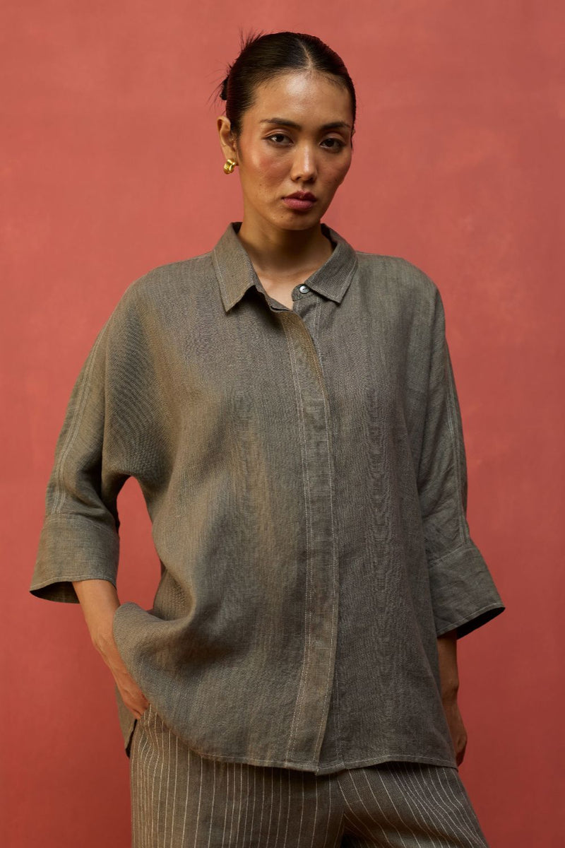 Yoko Forever Linen Co-ord Set - Grey by Manan for Worldwide