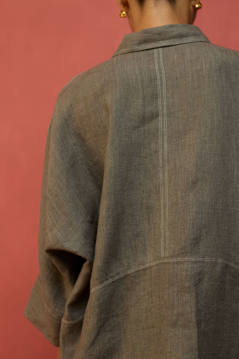 Yoko Forever Linen Shirt - Grey by Manan for Worldwide