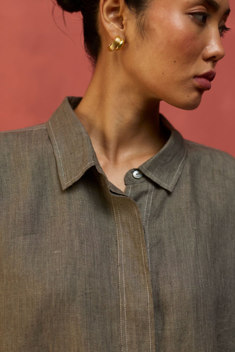 Yoko Forever Linen Shirt - Grey by Manan for Worldwide