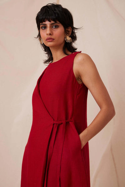 Yola Scarlet Linen Dress