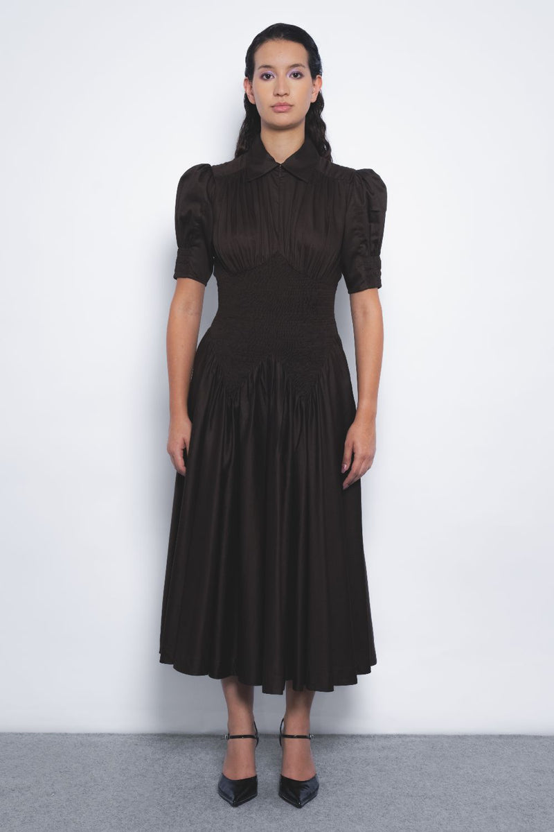 Yoru Dress - Chocolate cotton by Leh Studios for women Worldwide