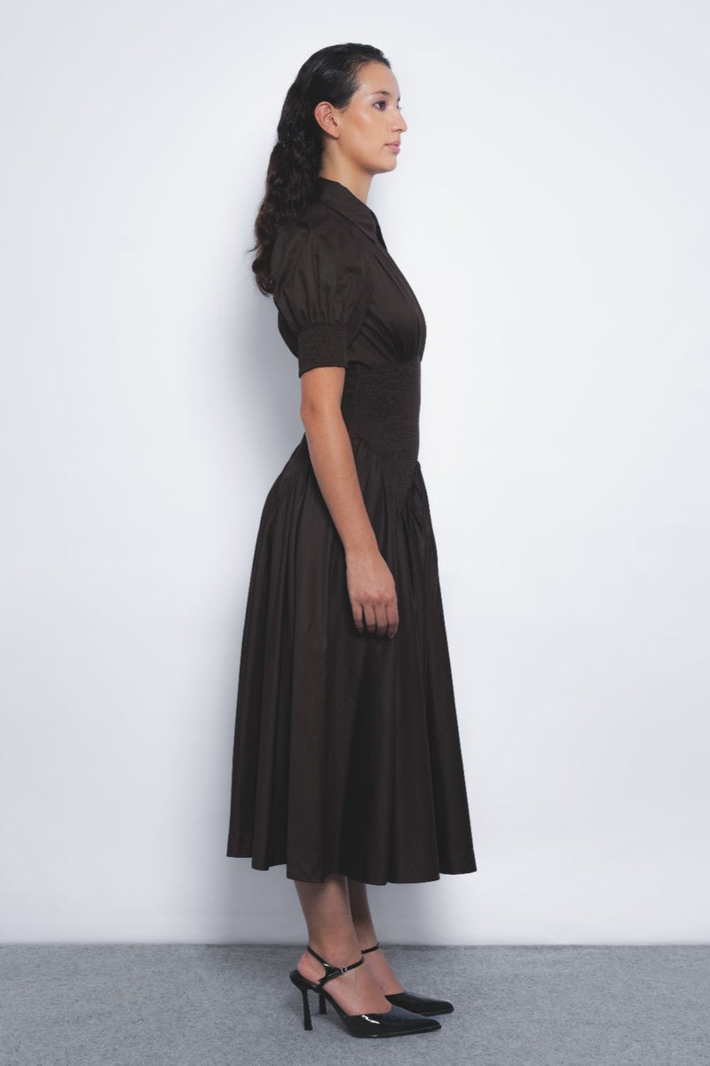Yoru Dress - Chocolate cotton by Leh Studios for women Worldwide
