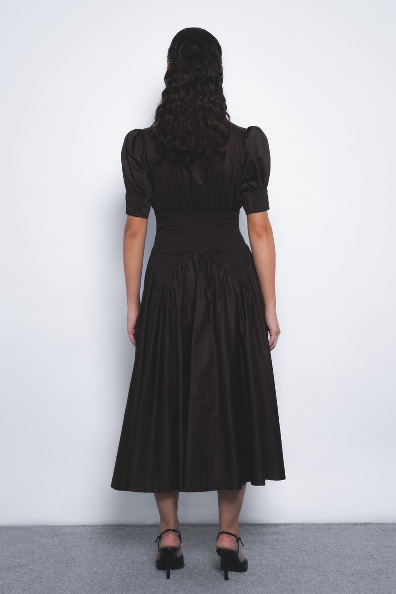 Yoru Dress - Chocolate cotton by Leh Studios for women Worldwide