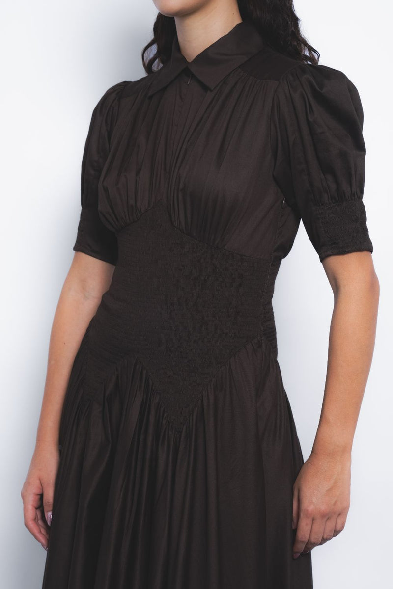 Yoru Dress - Chocolate cotton by Leh Studios for women Worldwide