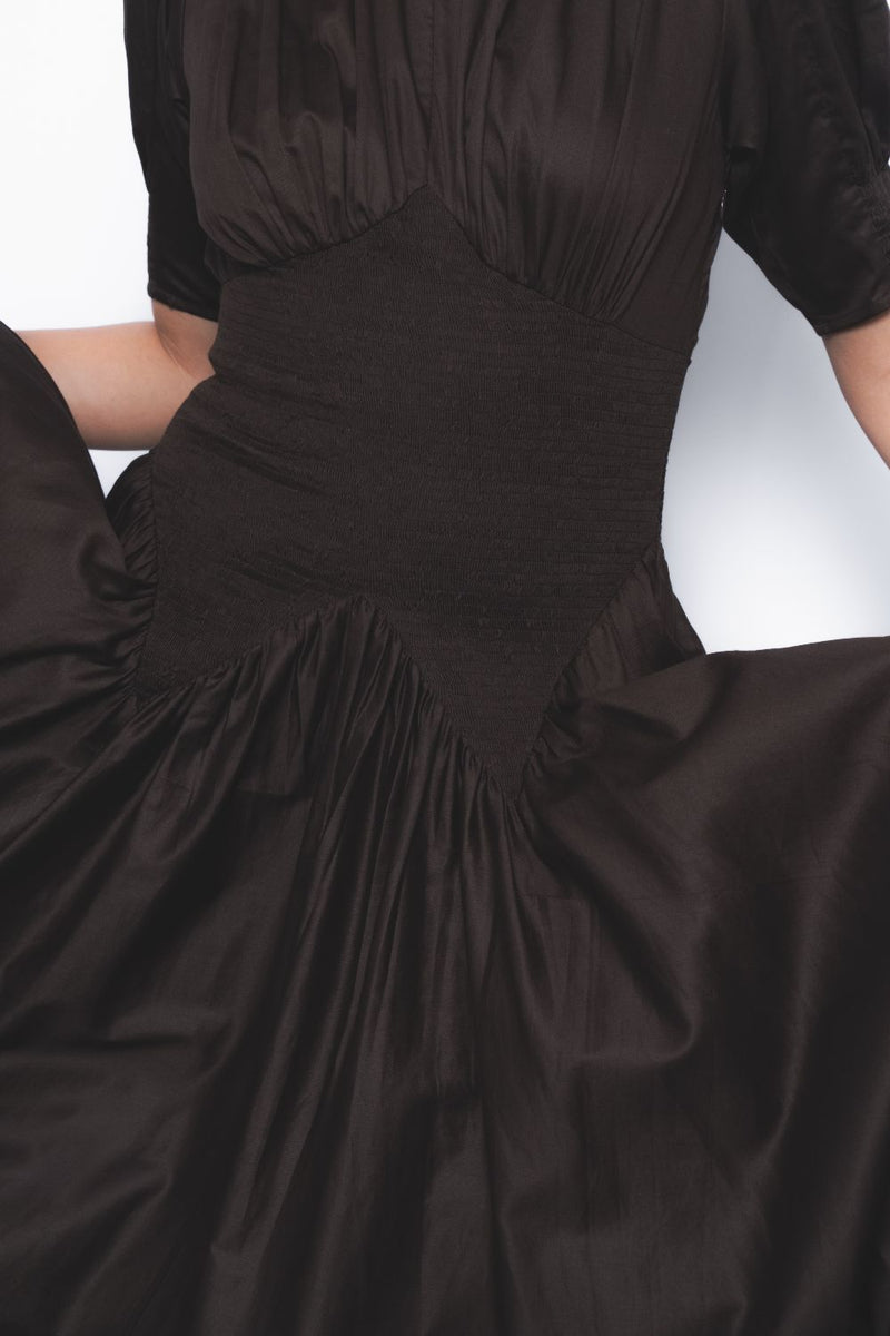 Yoru Dress - Chocolate cotton by Leh Studios for women Worldwide