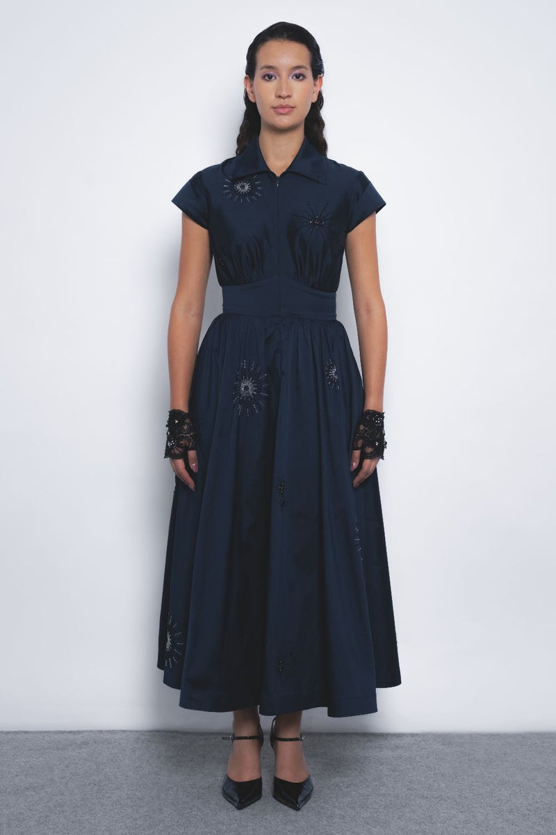 Yume Embroidered Dress - Navy by Leh Studios in navy color for women Worldwide