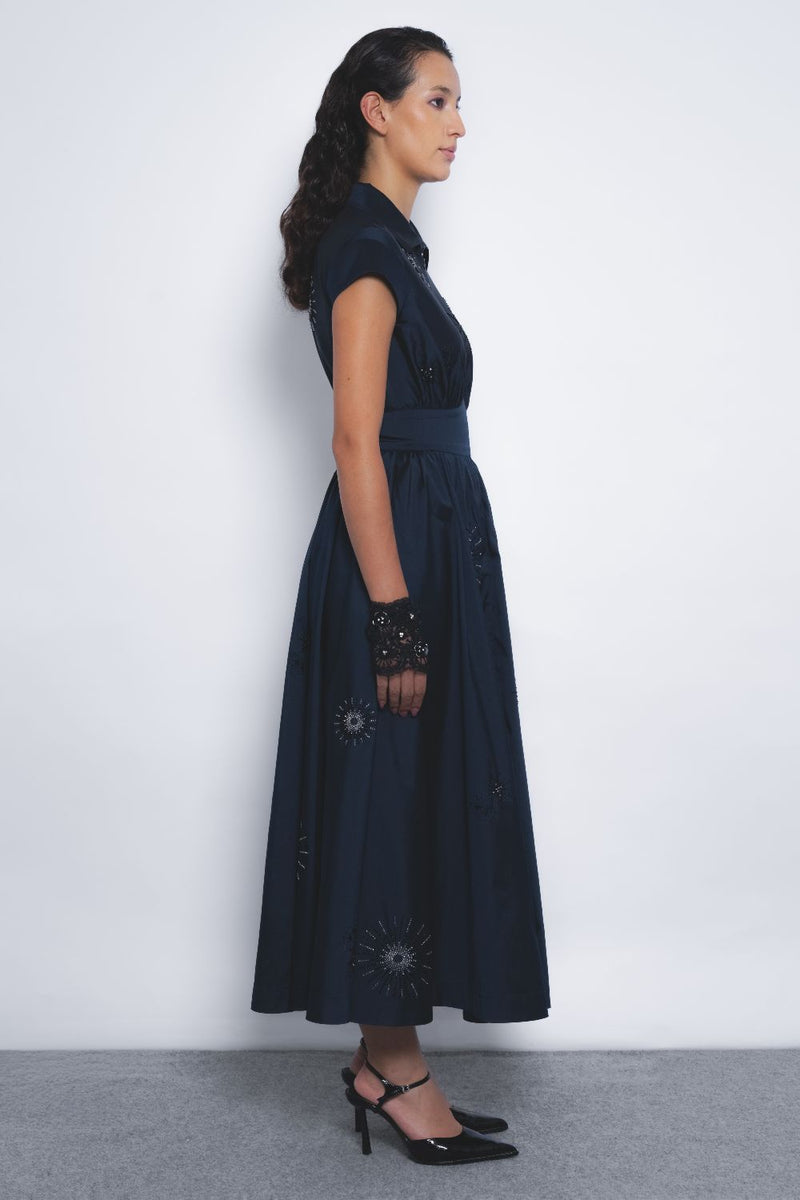 Yume Embroidered Dress - Navy by Leh Studios in navy color for women Worldwide