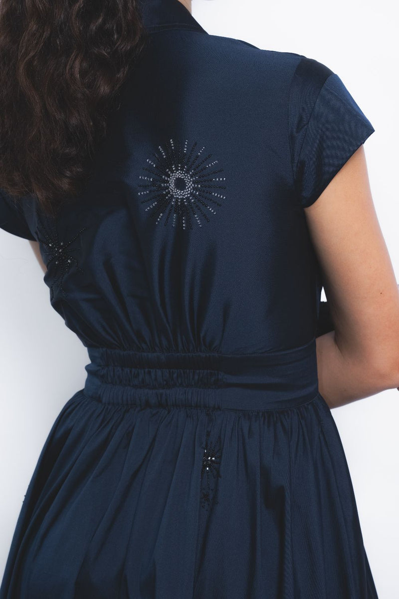 Yume Embroidered Dress - Navy by Leh Studios in navy color for women Worldwide