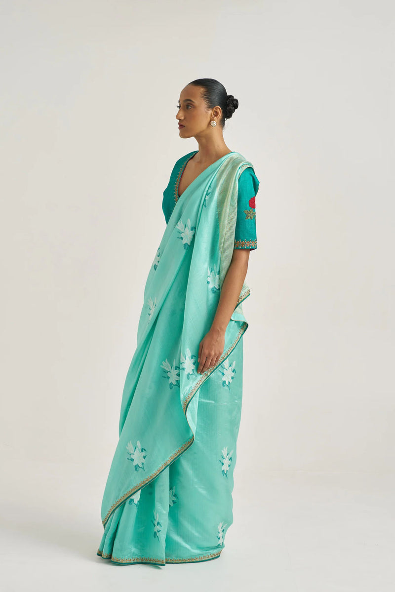 Zaira Sari handwoven mulberry silk by Suparna Som in red for women Worldwide