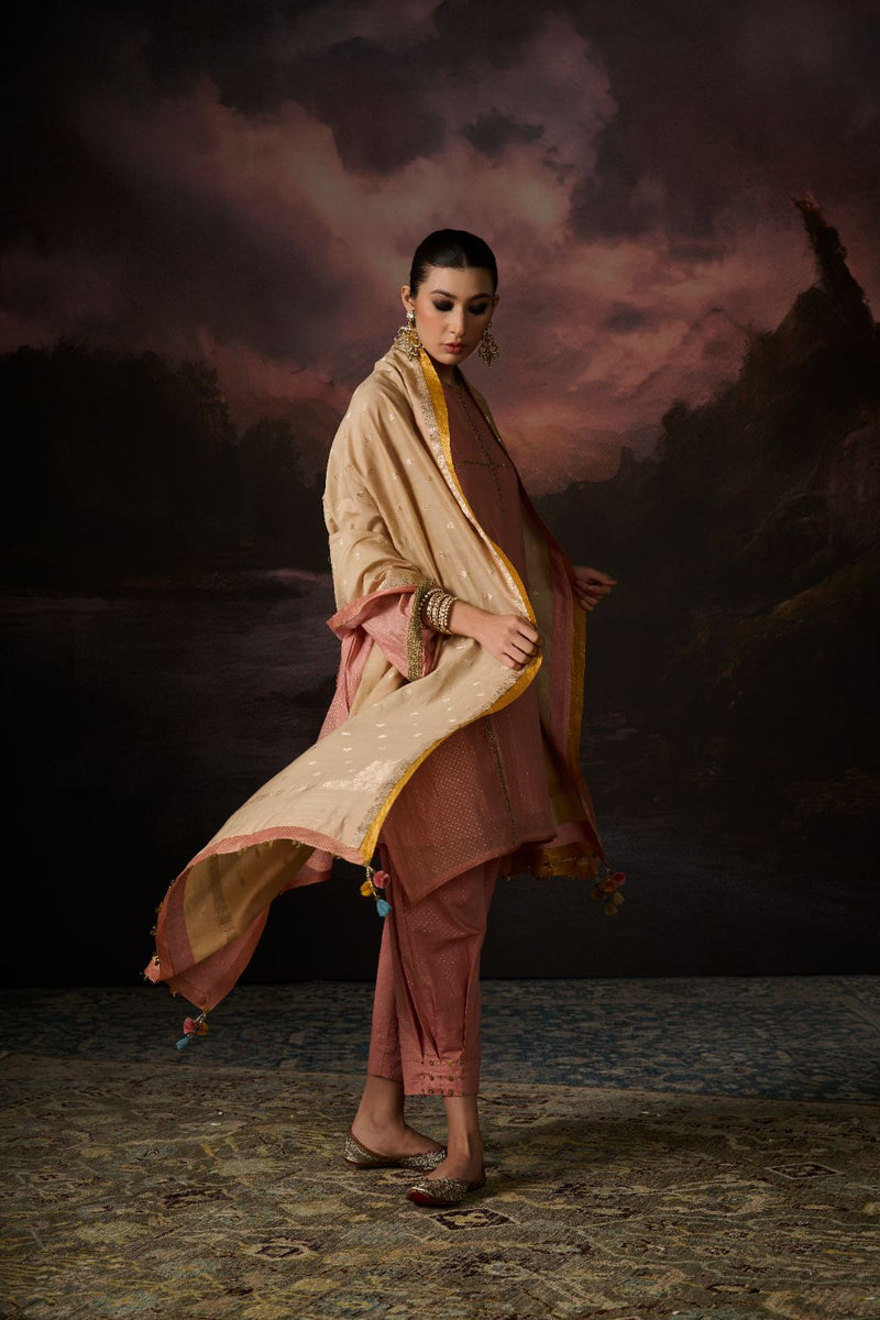 ZAKIR DUPATTA by SWATTI KAPOOR in gold color for women Worldwide