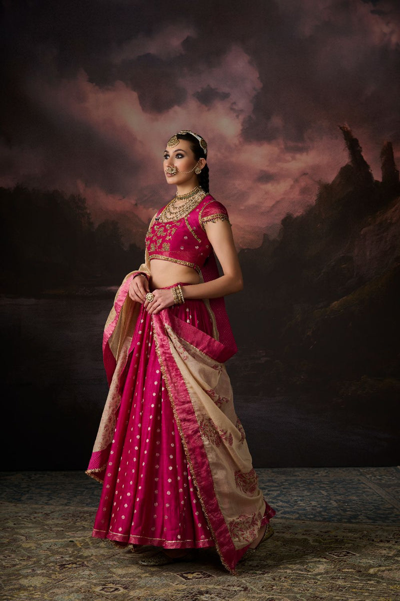 ZARA SKIRT chanderi by SWATTI KAPOOR in pink color for women Worldwide