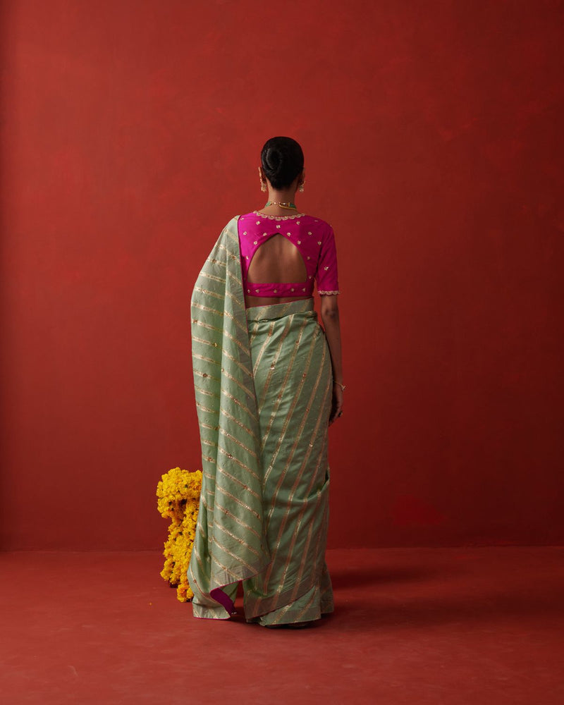 ZARIYA SAREE banarasi by Rashika Mittal in mint color for women Worldwide