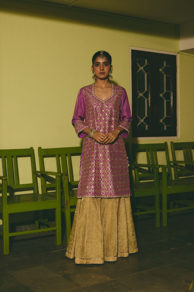 ZEHAN & AABHA KURTA & SHARARA silk by Rashika Mittal in multi color for women Worldwide
