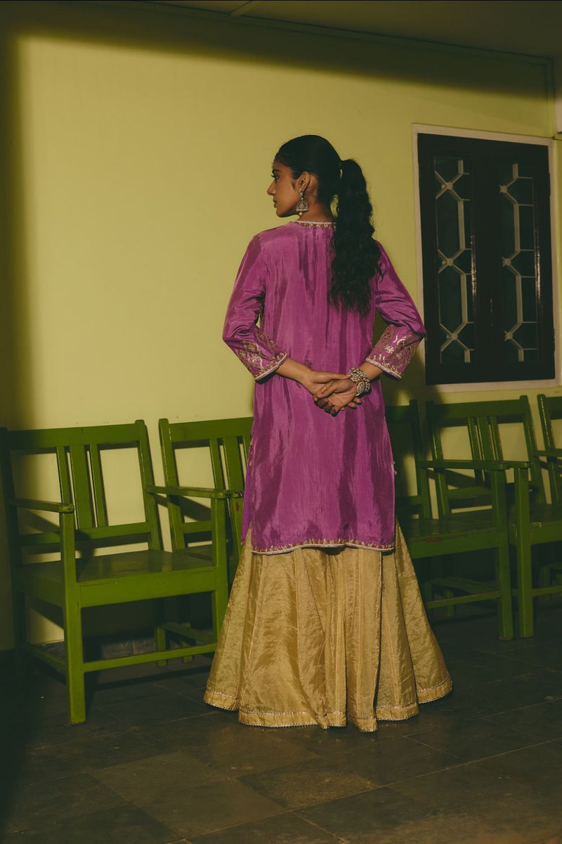 ZEHAN & AABHA KURTA & SHARARA silk by Rashika Mittal in multi color for women Worldwide