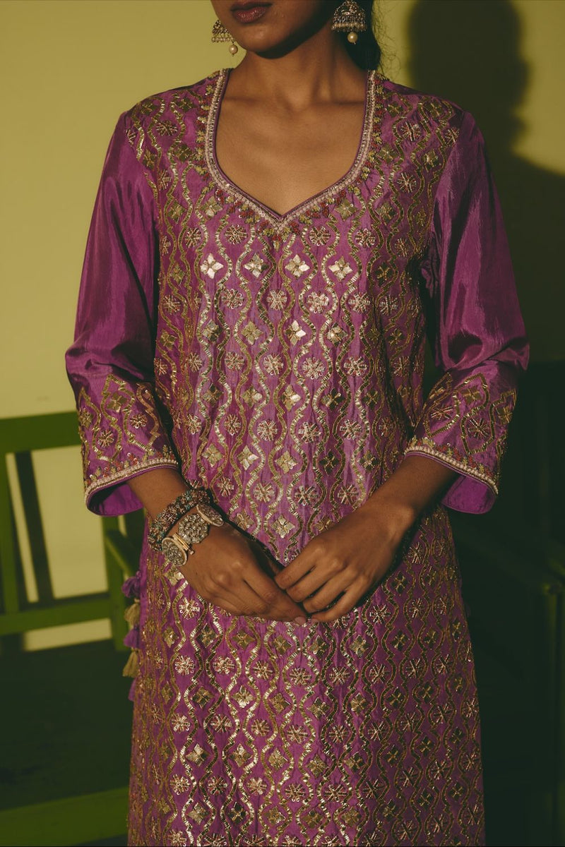 ZEHAN & AABHA KURTA & SHARARA silk by Rashika Mittal in multi color for women Worldwide