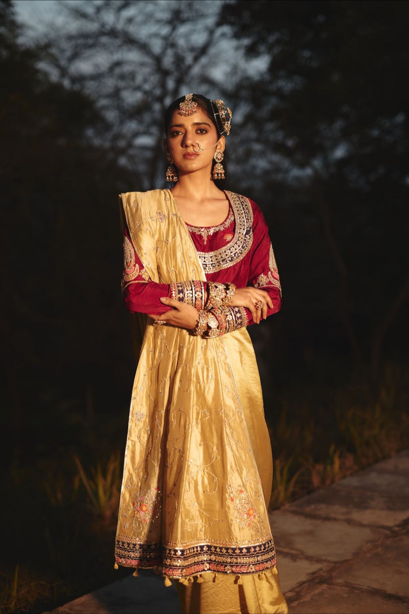 ZEHRAAT BLOUSE silk by Rashika Mittal in red color for women Worldwide