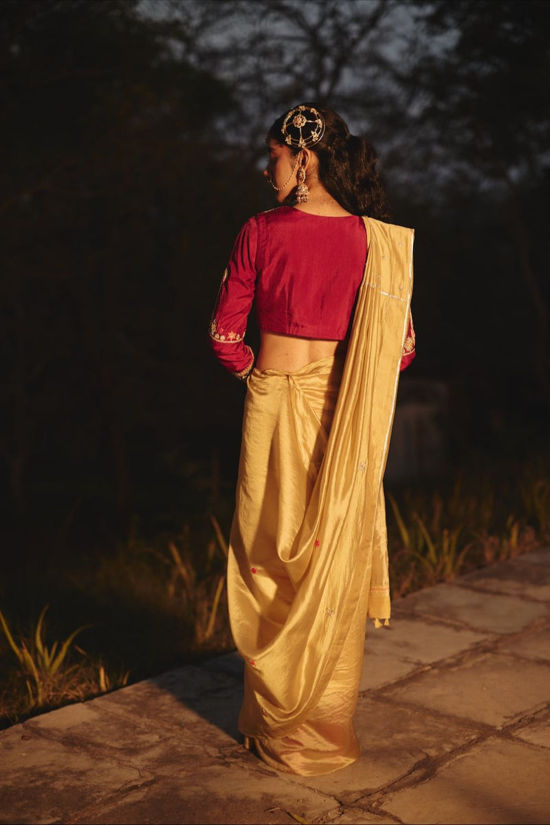 ZEHRAAT BLOUSE silk by Rashika Mittal in red color for women Worldwide