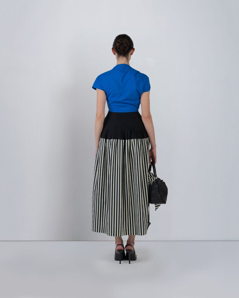 ZELDA DRESS - Cobalt + Black + Black/White Stripes dress by Leh Studios in cobalt for women Worldwide