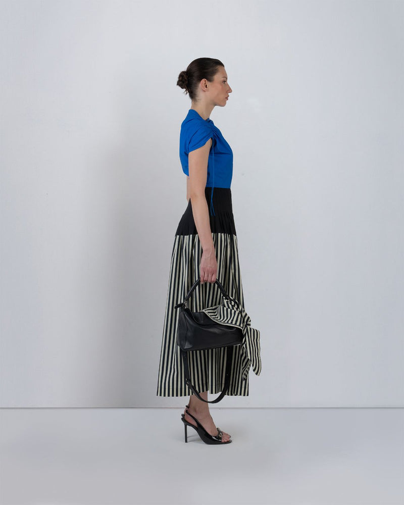 ZELDA DRESS - Cobalt + Black + Black/White Stripes dress by Leh Studios in cobalt for women Worldwide