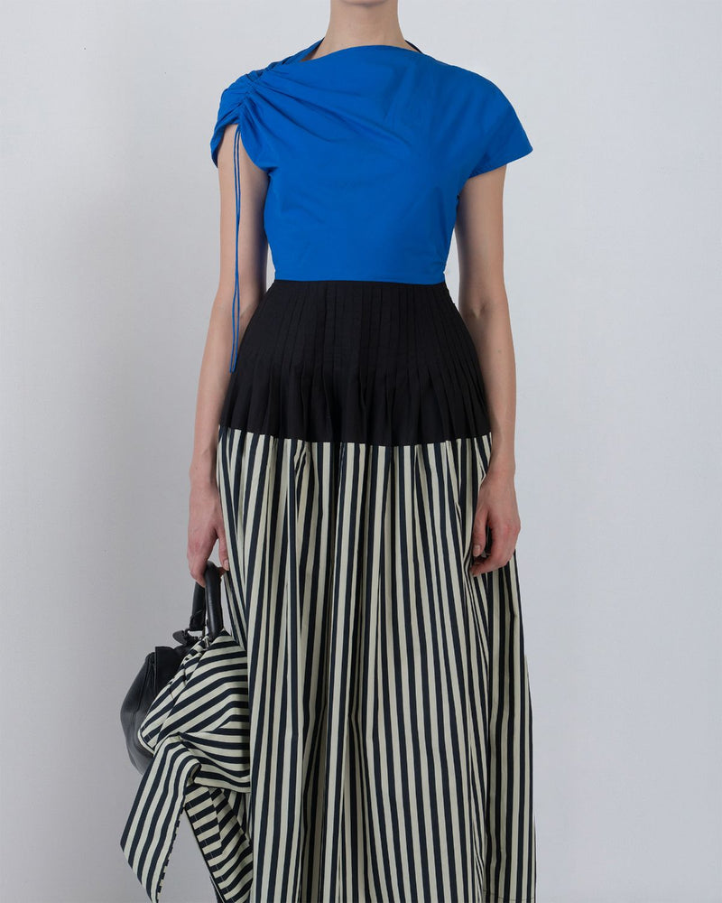 ZELDA DRESS - Cobalt + Black + Black/White Stripes dress by Leh Studios in cobalt for women Worldwide