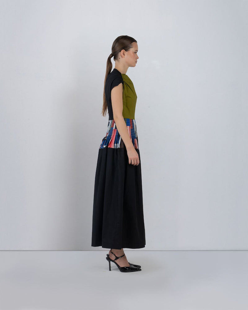 ZELDA DRESS - Olive + Multicolour + Black dress by Leh Studios in multicolour for women Worldwide