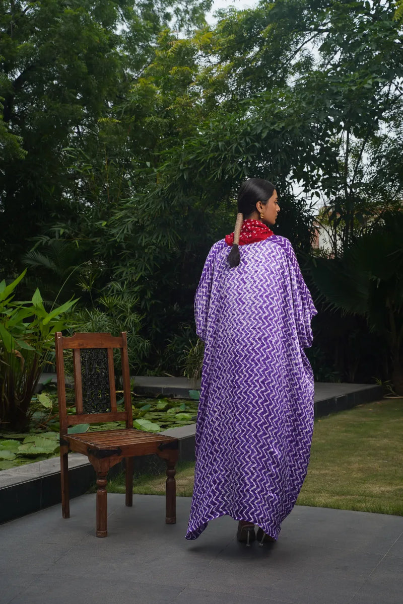 ZIGZAG OVERLAP TOP-PURPLE silk by Dyelogue in purple color for women Worldwide
