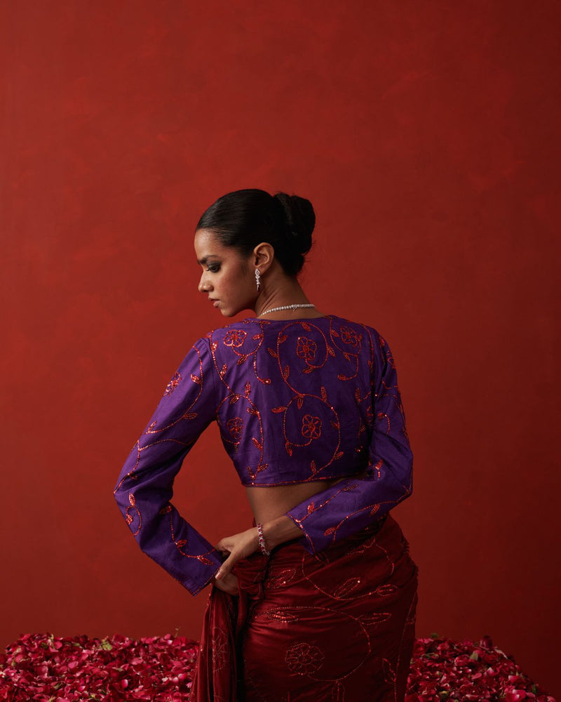 ZIYA BLOUSE silk by Rashika Mittal in purple color for women Worldwide