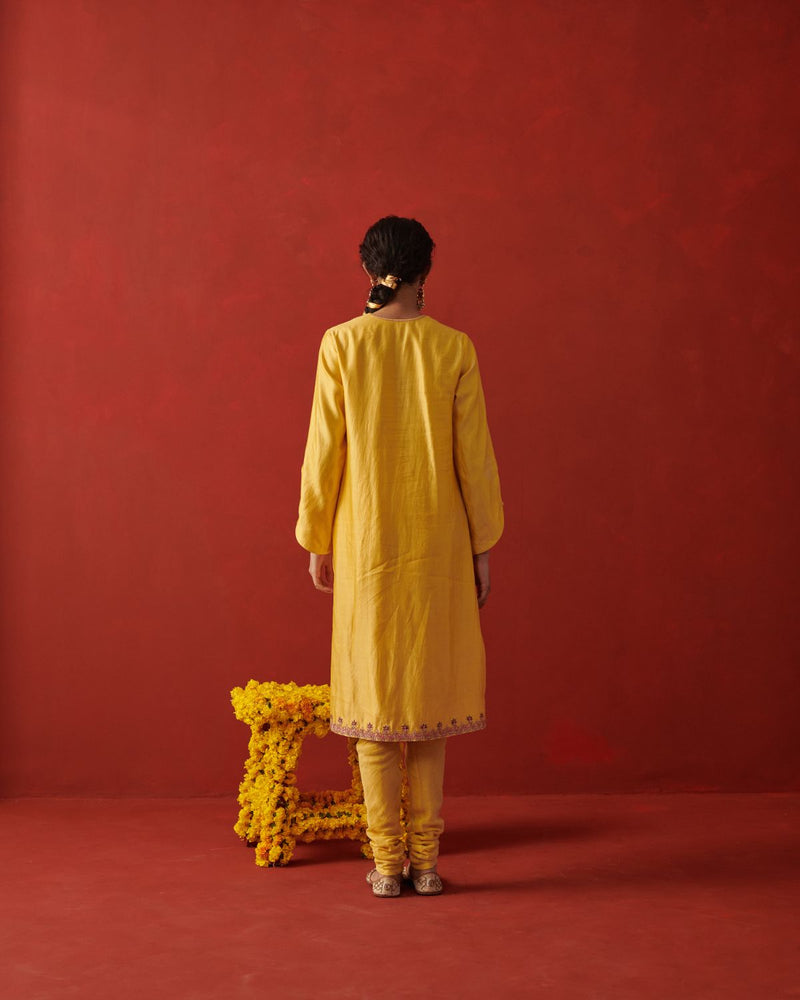 ZIYA & SAAZ KURTA & CHURIDAAR chiffon by Rashika Mittal in yellow color for women Worldwide