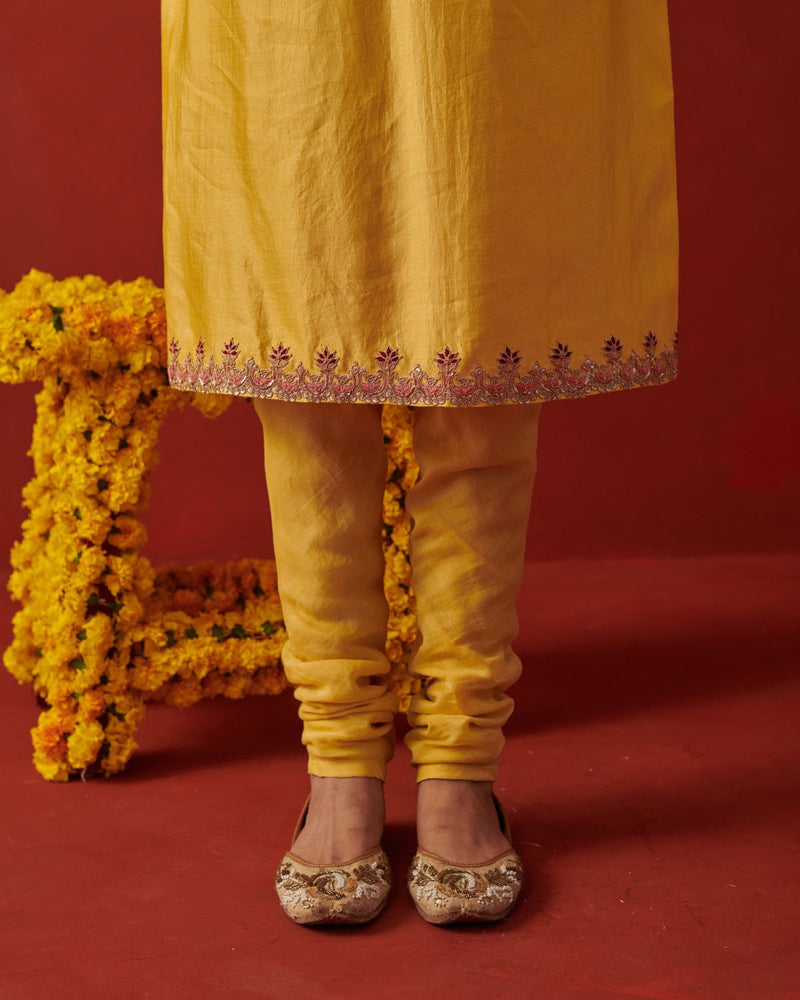 ZIYA & SAAZ KURTA & CHURIDAAR chiffon by Rashika Mittal in yellow color for women Worldwide