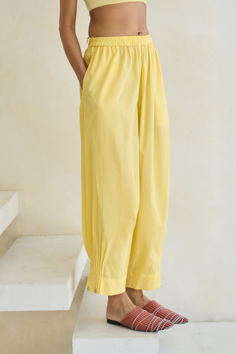 Zoe Pant cotton by SWATTI KAPOOR in yellow color for women Worldwide