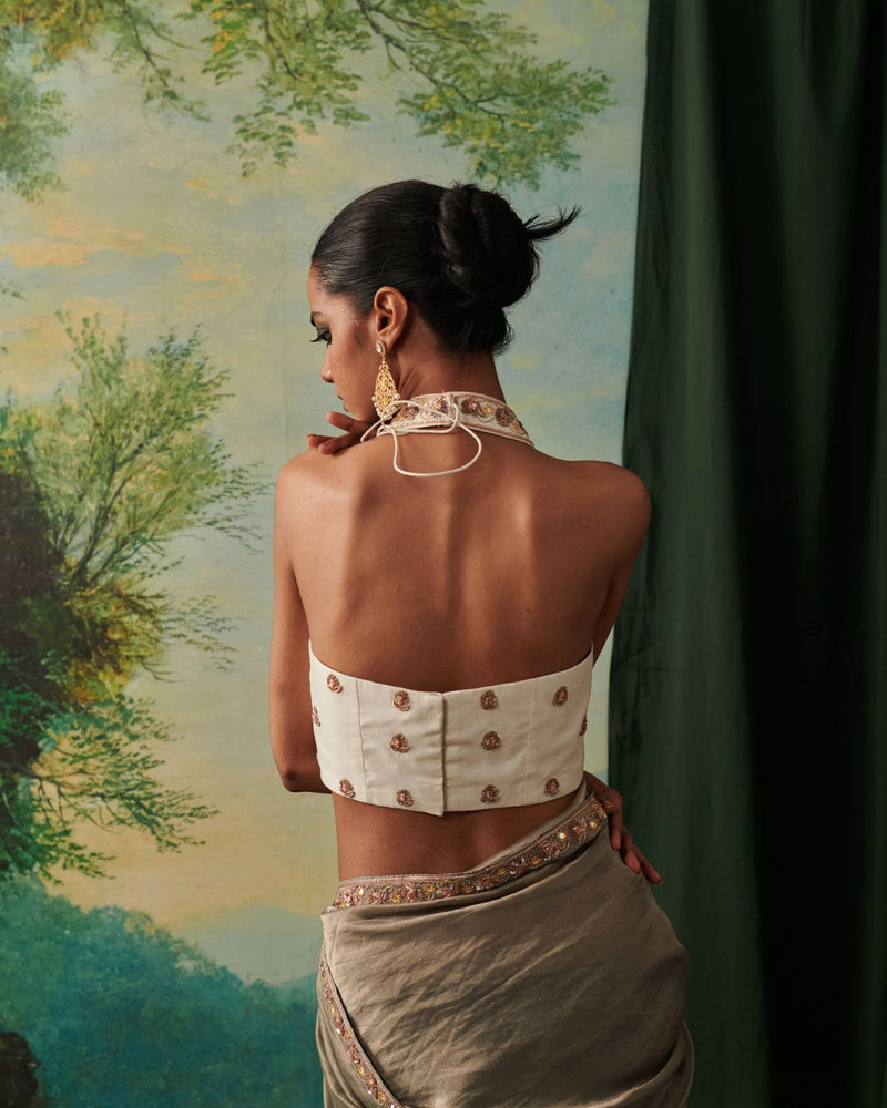 ZOHRA SAREE banarasi by Rashika Mittal in silver color for women Worldwide