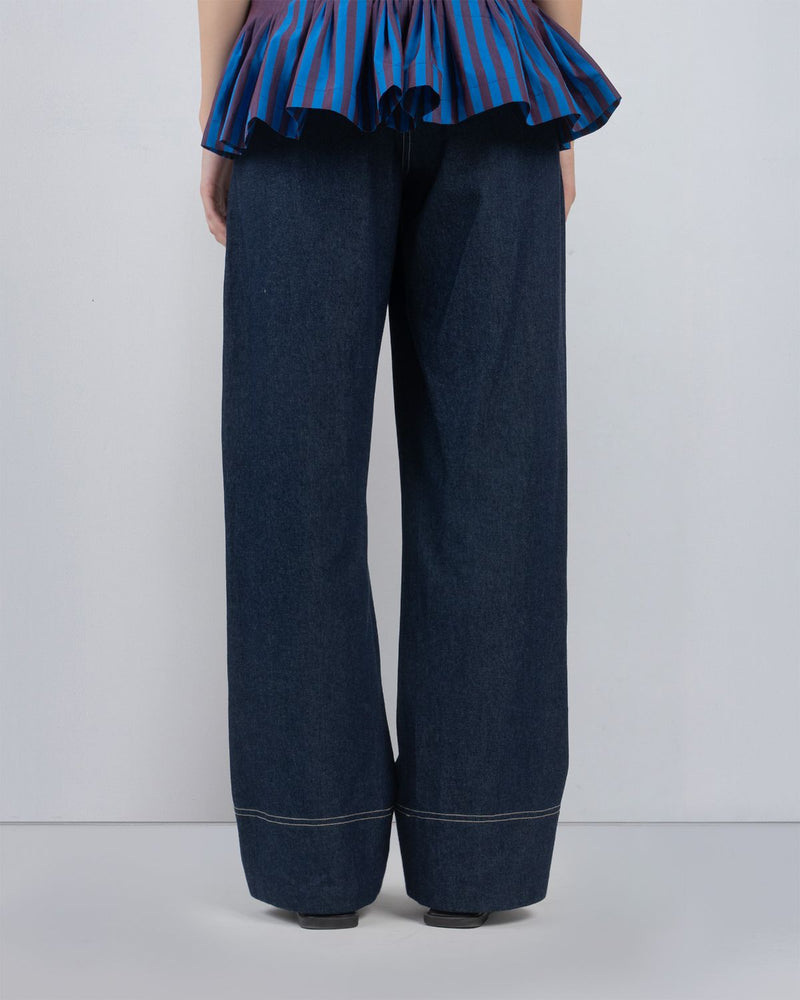 ZORA TOP - Blue/ Plum Stripes top/shirt by Leh Studios in blue for women Worldwide