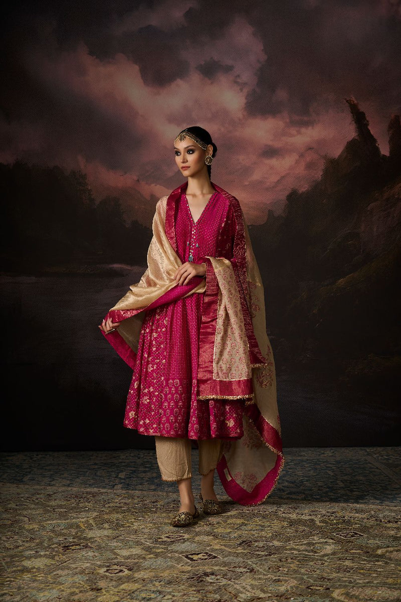 ZOYA KURTA chanderi by SWATTI KAPOOR in pink color for women Worldwide