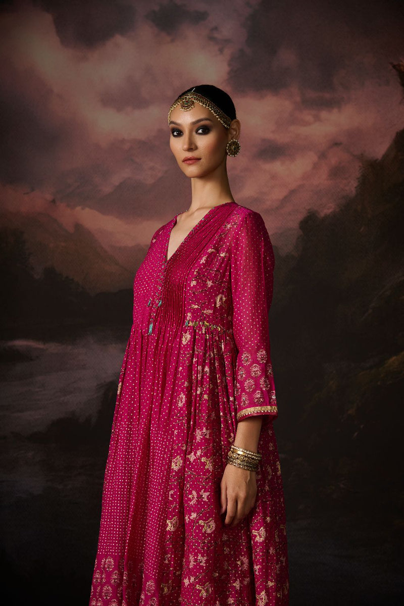ZOYA KURTA chanderi by SWATTI KAPOOR in pink color for women Worldwide