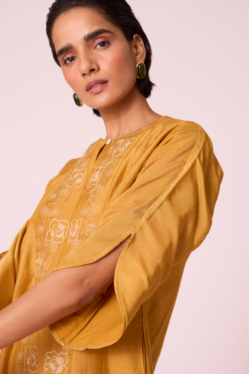 Zarah Yellow Embroidered Dress by The Summer House in yellow color for women Worldwide