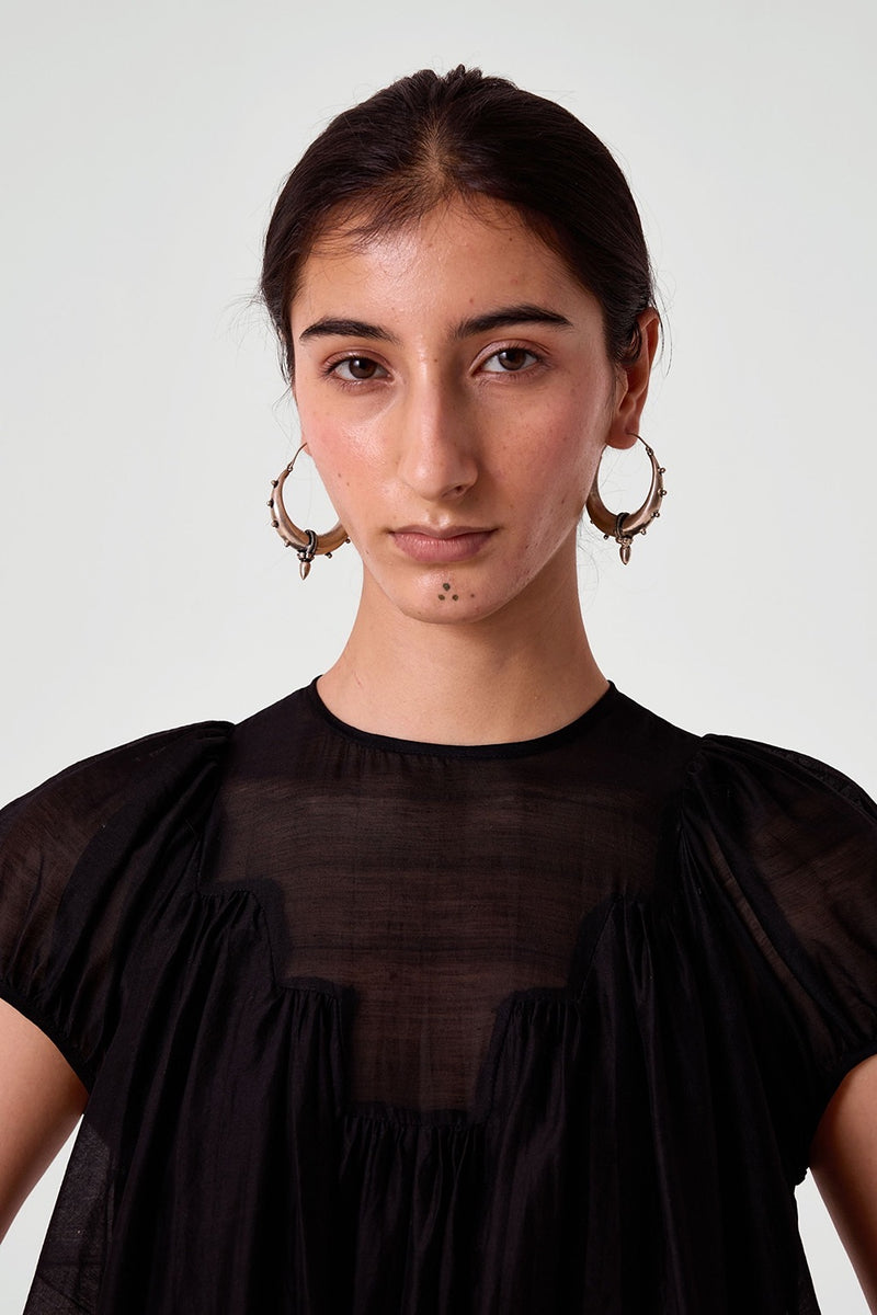 Zarna Silk Cotton Black Dress