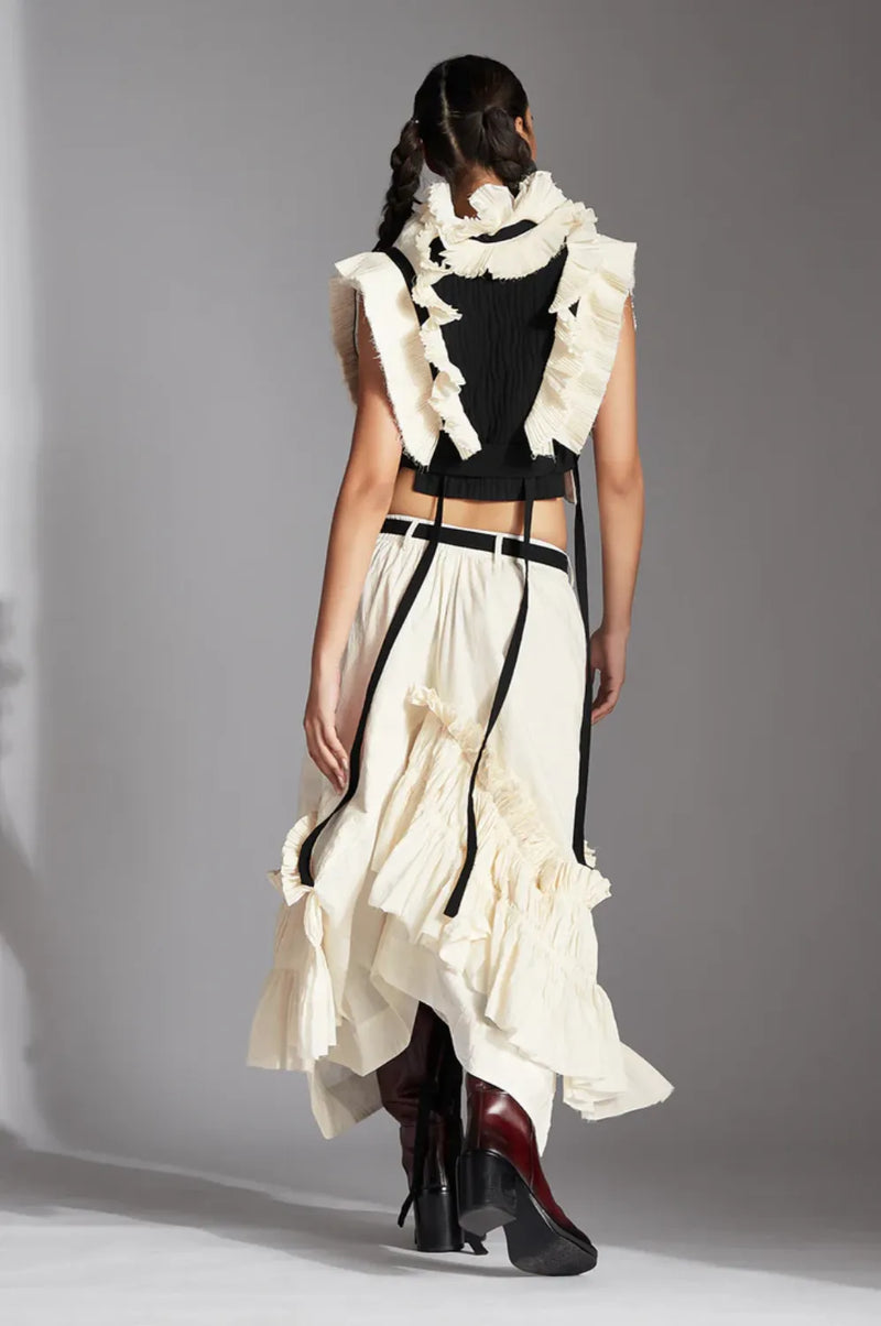 Zeni Skirt-White cotton by Chola in white color for women Worldwide
