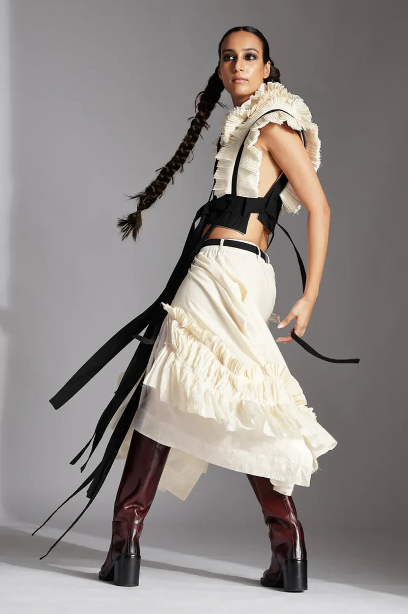 Zeni Skirt-White cotton by Chola in white color for women Worldwide